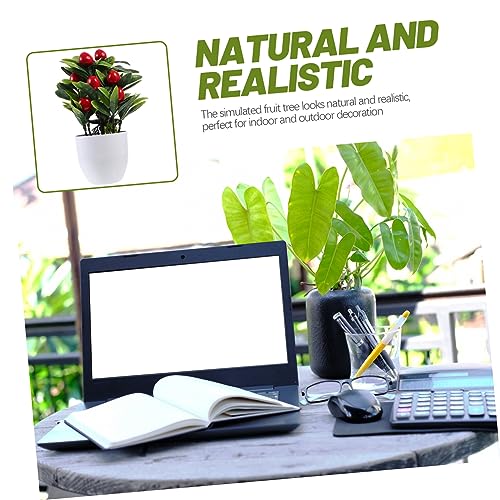 Lifelike Artificial Fruit Tree for Tabletop Decoration Realistic Potted Plant Cherry Fruits for Adornment and Vibrant Faux Bonsai