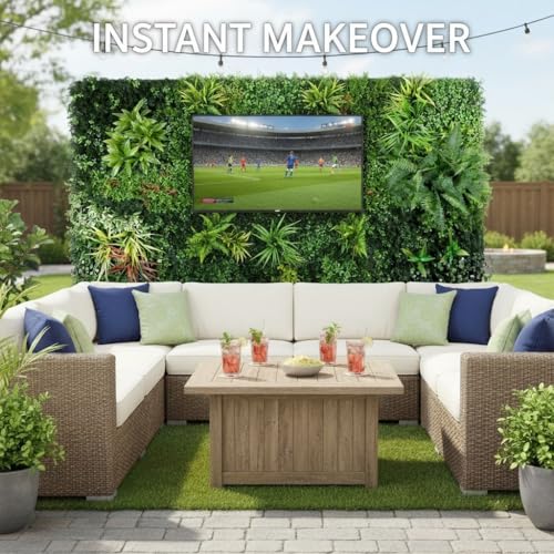 Artificial Plant Wall Panels, 40"x 40" Greenery Boxwood Panels with UV Protection, Faux Grass Ivy Privacy Screen Fence, Grass Wall Backdrop for Indoor Outdoor Garden Backyard Decor - color: B0001
