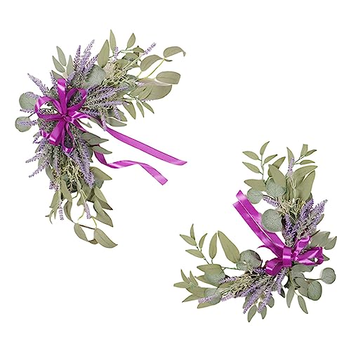GOLDY&WENDY Artificial Purple Lavender Wedding Sign Flower Swag for Wedding Reception Entrance Welcome Sign Elegant Home Decor Set of 2 - color: C1-lavender