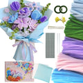 500PCS Pipe Cleaner Flower Kit,Bulk Pipe Cleaners Craft,Chenille Stems with Wrapping Paper for Mother's Day Graduation Birthday Wedding (Blue) - color: Blue