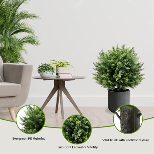 26-Inch Artificial Cedar Ball Trees (Set of Two) – Lifelike, UV-Resistant Decor for Indoor & Outdoor Use – Enhance Your Space with Vibrant Greenery - color: 2pcs-ground Cutting-cedar