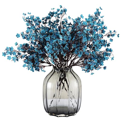 JAKY-Global Babys Breath Fabric Cloth Artificial Flowers 12 Bundle European Fake Silk Plants Decor Wedding Party Decoration Bouquets Real Touch DIY Home Garden (Autumn Blue-12pcs) - color: Autumn Blue, size: 12 Bundles