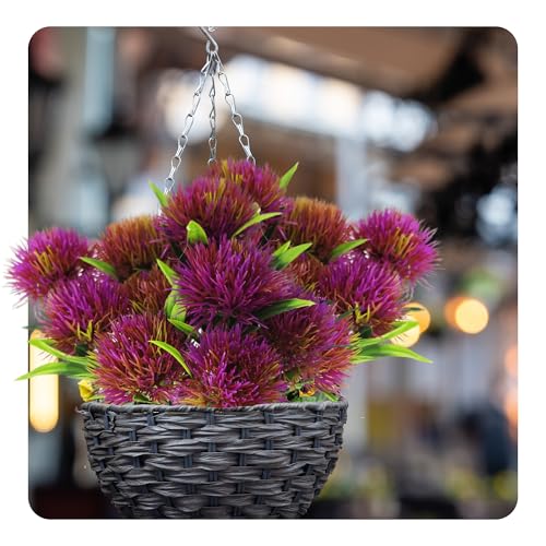pson 10Pcs 11 Inch Artificial Dandelion Flowers, Faux Plastic Bouquets Shrubs for Home, Wedding, Garden, Party, Indoor/Outdoor Decoration(Purple) - color: Purple