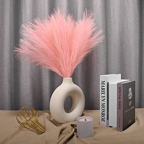 U-LIAN 12PCS Faux Pampas Grass 24 Inch, Small Artificial Pampas Grass Decor for Vase, Fake Fluffy Floral, Artificial Dried Flowers, Dry Plant Home Wedding Boho Decor(Pink) - color: Pink, size: 24"-12 PCS