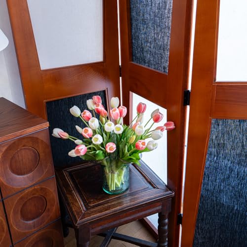 Artificial Tulips Flowers,Soft Touch Latex Bouquet, Fake Tulips,Spring Wedding Home Room Table Centerpiece Decor - color: 40pcs White Set(no Vase)