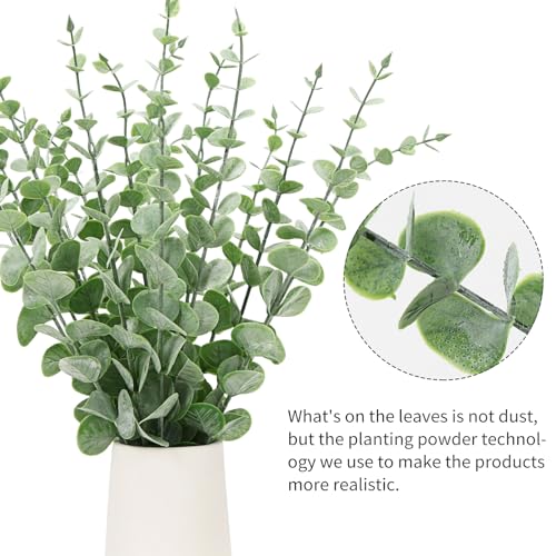 CEWOR 36pcs Eucalyptus Stems Decor 14.1 Inch Artificial Eucalyptus Leaves Fake Greenery Branches for Wedding Centerpiece Flower Floral Arrangement Farmhouse Spring Home Decoration - color: Grey Green, size: 36 pcs