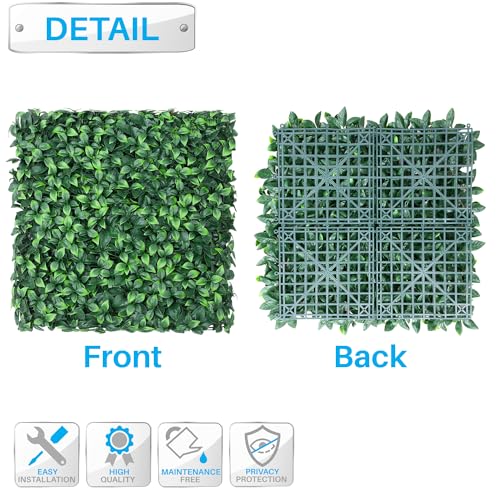 Patio Paradise 20"x20" (6PC) Artificial Grass Wall Panels Greenery Backdrop Faux Boxwood Hedge Fake Ivy Privacy Screen for Outdoor Wedding Décor Photography Background, Gardenia - color: Gardenia, size: 20"x20"