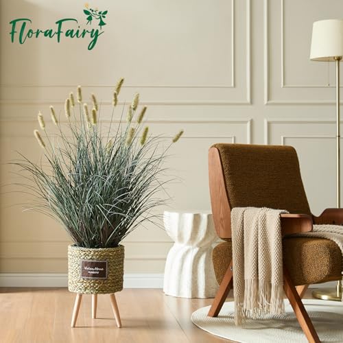 3ft Onion Grass Set of 2, Artificial Plant and Greenery, Fake Floor Plants Indoor Outdoor, Potted Faux Green Bristlegrass with Spikes, Large Size Horsetail Reed Grass, House Decorative - color: Yellow, size: 3ft - 2pack