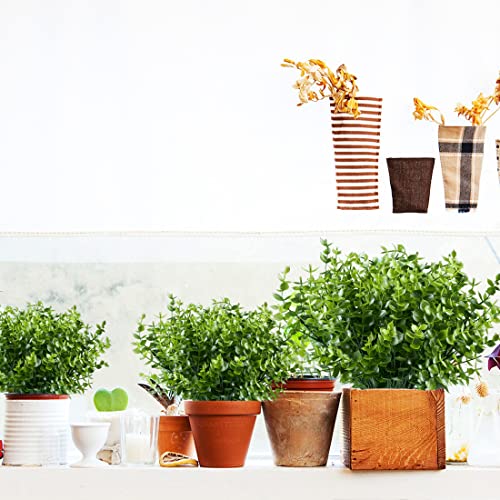 24 Bundles Artificial Eucalyptus Plant Fake Boxwood Shrubs UV Resistant No Fade Faux Greenery for Home Garden Hanging Planter Indoor Porch Patio Office Wedding Decoration(Green) - color: Green