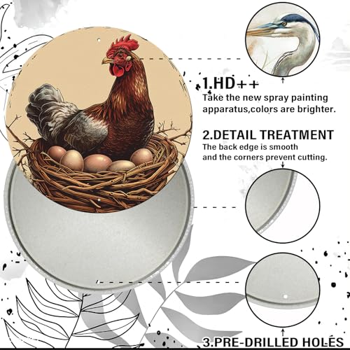 Chicken Coop Hen Vintage Metal Tin Sign Chicken Wreath Wall Decor Kitchen Farmhouse Outdoor Chicken Decor For Chicken Lovers Chicken House Decor 8 Inch - color: Thanksgiving 1, size: 8 inches