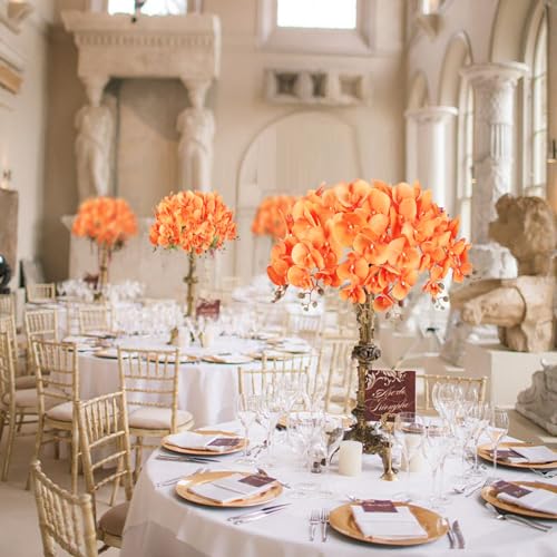38 Inch Orange Orchids Artificial Flowers 6 PCS Fake Orchids Velvet Silk Orchids Faux Orchid Flowers Long Stem Artificial Flowers for Tall Vase for Home Wedding Decoration(Orange) - color: Orange