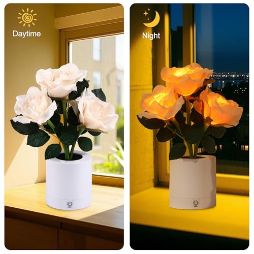 WSYEAR Forever Yellow Rose Flower Lamp Touch Lamp Mothers Day Christmas Valentines Day Birthday Gifts for Women Her Wife Girlfriend Daughter, Decor for Bedroom - color: YELLOW ROSE