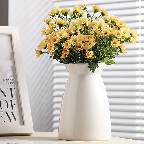 White Ceramic Vase Modern Minimalist Table Centerpiece, Round Smooth Flower Holder for Living Room, Shelf, Mantel, Wedding & Home Decor-7" H - color: White-7inch