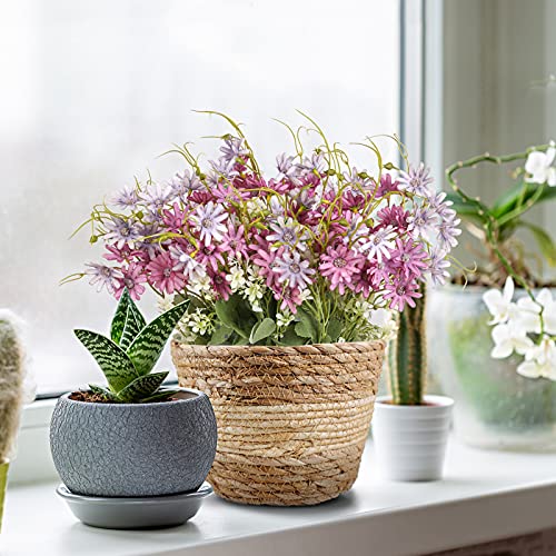 Artificial Flowers Wildflowers Silk Daisy Spring Fake Daisies Decoration Summer UV Resistant Colorful Mixed Bundles Faux Greenery Outdoor Plant Stem Filler for Home Decor Indoor Floral Arrangements - color: 07-purple