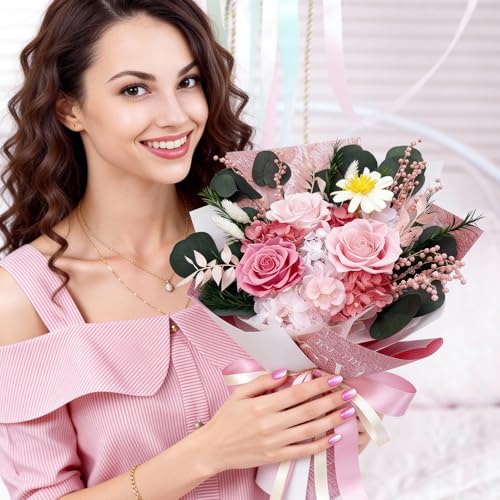 Forever Flower Gifts for Her: Romantic Flowers for Graduation-Daughter Girlfriend Wife Mom Grandma-Preserved Rose Bouquets-Flowers for Delivery Prime on Birthday Anniversary Valentines (pink) - color: Pink1