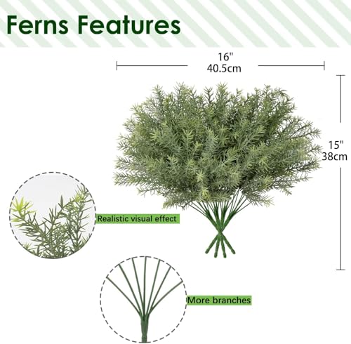 GnFlus Artificial Rosemary Stems Fake Greenery Plants Faux Bushes Shrubs in Frosted Green for Decor Home Indoor Outdoor Garden 4pcs - color: Greenery-3