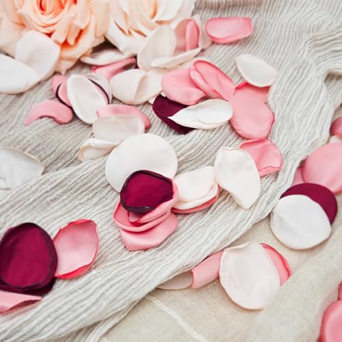 ZOOYOO 200Pcs Silk Rose Flower Petals For Valentine's Day,Wedding Flower GirlBasket,Aisle Scatter,Table Centerpieces,Romantic Night Decoration,3.5cm Each(Pink Series） - color: Pink