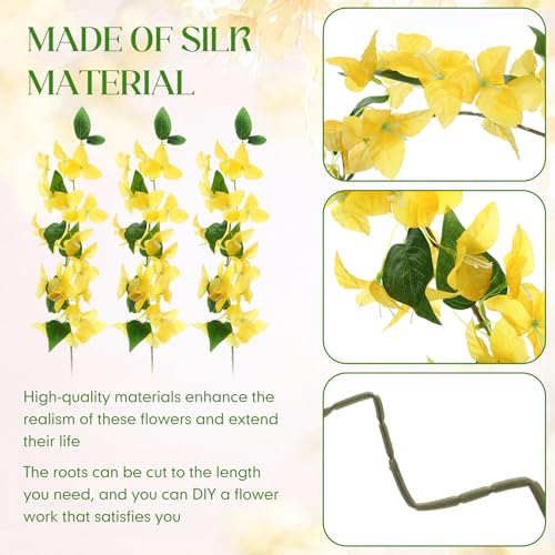 30 Pcs Artificial Faux Bougainvillea Fake Flower Silk Bougainvillea Branches UV Resistant Outdoor Indoor Decoration for Wedding Home Centerpieces Outside Decor (Yellow) - color: Yellow