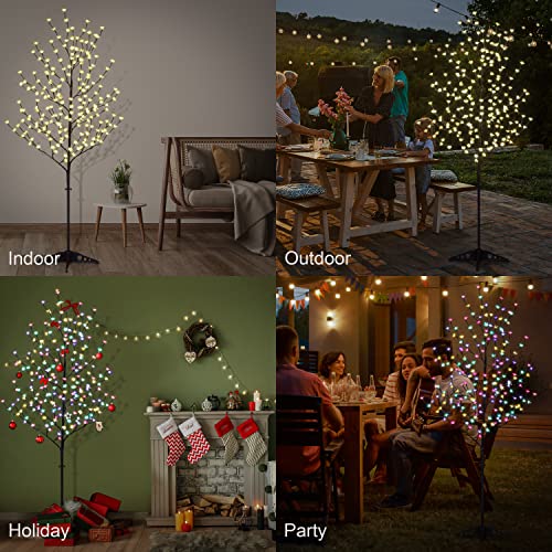 Lightshare 6.5FT LED Lighted Cherry Blossom Tree, 208 LED Warm White to Multicolor, Timer and Dimmer with Remote, Home Garden, Summer, Wedding, Holiday, Party Decoration for Indoor and Outdoor Use - style: 6FT Warm White & Multicolor