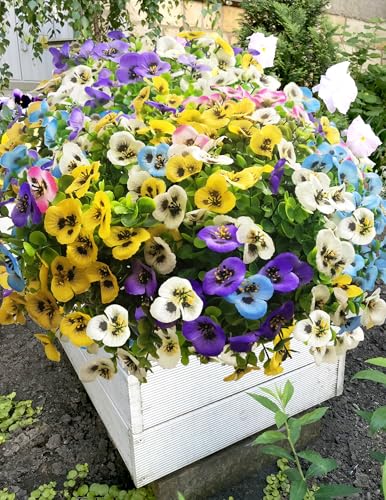 Artificial Flowers for Outdoors Fake Plants, 12pcs Fake Flowers Artificial Plants Outdoor UV Resistant,Silk Faux Flowers Shrubs Greenery Plants for Porch Garden Patio Window Box Decor - color: Mixed 5 Color, size: 12