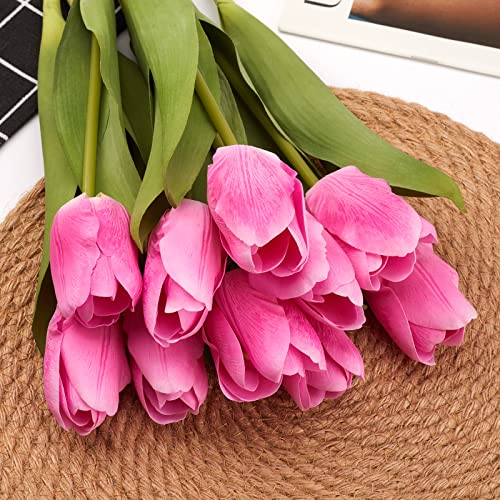 20PCS Artificial Tulips Real Touch Faux Flower Moisturizing Tulips for Photography Ornaments Home Garden Wedding Party Decor Fake Flowers (Peach Pink) - color: Peach Pink