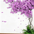 Artificial Cherry Blossom Trees - Fake Flower Background Walls with Simulated Branch and Rattan Design - for Indoor Ceiling Air Conditioning Pipe Ornamental(Purple) - color: Purple