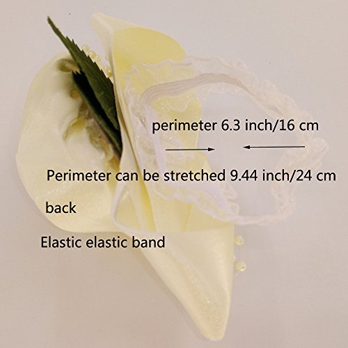 Arlai 1 pcs Beige Rose Wrist Corsage Wristlet Band Bridesmaid Bride Corsage for Prom Party Wedding Ball Event - Elegant Rhinestone Floral Bracelet for Bridesmaids, Party Wrist Accessory - color: Beige (1pc Wrist Corsage)