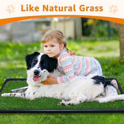 LOOBANI 33.2in x 21in Replacement Artificial Grass Puppy Training Pads, Quickly Absorbency Portable Dog Potty Grass, Fit 35x23in Potty Tray(1 Pack) - size: 33.2"x21"