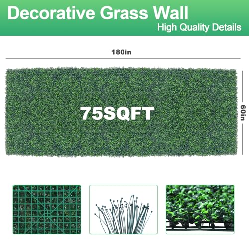 Yangrass Artificial Fence Panel Roll,60"x 180"(75 sq.ft) UV-Anti Faux Ivy Leaves Privacy Fence Screen Grass Wall Roll Panels for Indoor Home Decor and Outdoor Garden Backyard - size: 60x180 IN