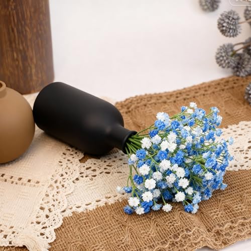 6 Pcs Babys Breath Artificial Flowers, Fake Babys Breath Flowers for Wedding Floral Arrangement Party Decor, Blue - color: Blue