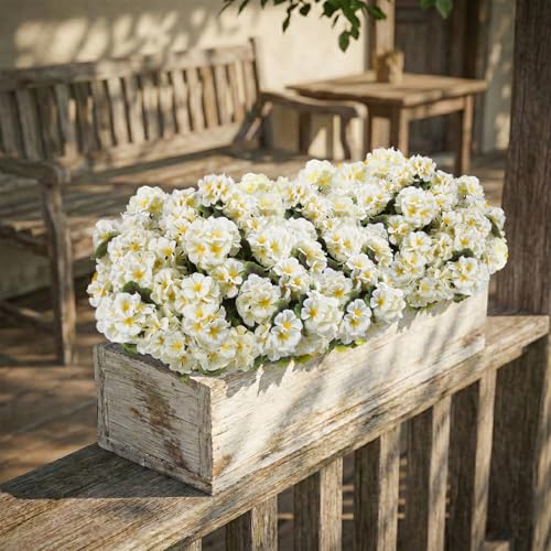 lovemoon 16 Pcs Artificial Geranium Plant with Realistic Silk Flowers and Green Leaves，Faux Geranium Flowers for Indoor Outdoor Home Garden Office Decoration (16, White) - color: White