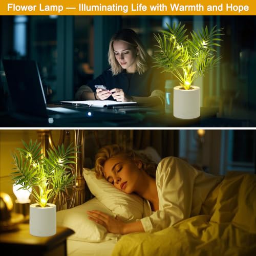 WSYEAR Artificial Lighted Areca Palm Tree Lamp Night Light for Womens Christmas Birthday Gifts, DIY Bonsai Decor, Perfect Ideal for Ambiance Wedding Party Bedroom Bar Coffee Shop Decor Light - color: Areca Palm Tree