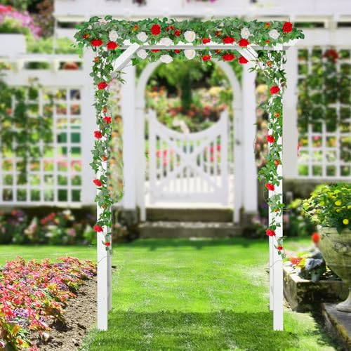 4p Red Artificial Rose Vine,Rose Garland,Pink Flower Vines for Decoration, Wedding, Garden, Wall Decoration,Backdrop,Bedroom,Birthday Party - size: Red - 4 pcs