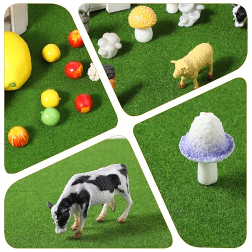 8Pcs Artificial Grass 6x6 Inches Fake Grass Decor for Crafts Mini Artificial Green Turf Mat Outdoor for DIY Miniature Garden