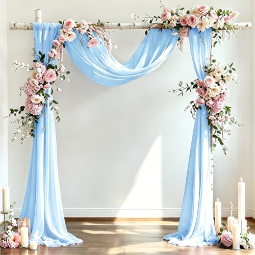 DeZerlor Wedding Arch Draping Fabric 29" x 20 FT Drapes for Backdrop Sheer Curtains for Romantic Bridal Baby Shower Decorations Ceremony Birthday Party Outdoor Events, Baby Blue - color: Baby Blue