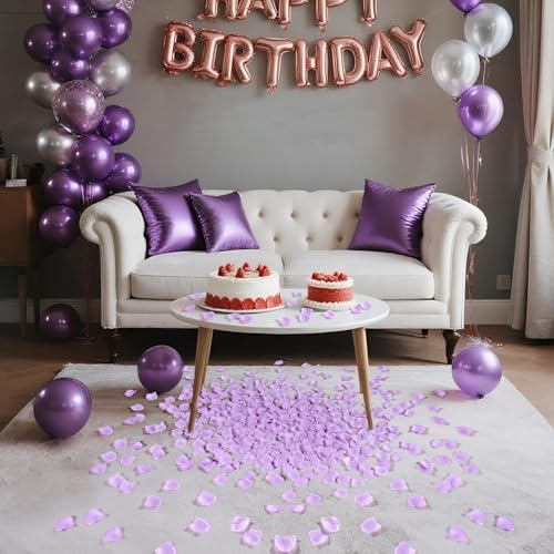 900 Pcs Rose Petals Artificial Silk Flower Petals Romantic Decorations for Wedding Engagement Birthday Event Anniversary Party Backdrop Supplies Light Purple - color: Light Purple