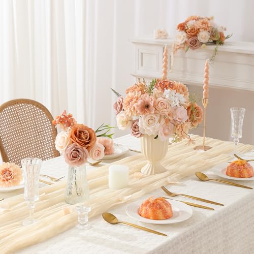 Floweroyal Artificial Flowers Fake Rose Flowers Dahlia with Stems for DIY Wedding Bridal Bouquets, Baby Shower, Floral Arrangement, Table Centerpieces, Home Decorations - color: Nude Color-2