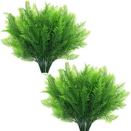 Artificial Plants, Plastic Shrubs Bamboo Grass Fake Greenery, Outdoor Indoor Home Garden Verandah Parterre Wedding Garland Table Centerpieces Decoration UV Resistant Planter Filler 8 pcs - color: Bamboo Grass / 8pcs