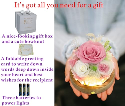 Valley of Rain & Forest Long-Lasting Real Flowers, Unique Floral Gift For you to send Love for All Occasions, for Indoor Decoration (Pink Rose & White Roses Arrangement) - color: Pink Rose, White Rose