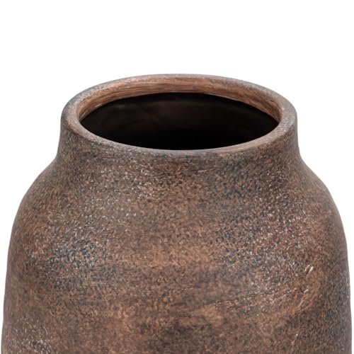 Briful Tall Rustic Ceramic Vase 9.6” – Vintage Distressed Pottery Flower Vase with Antique White-Wash Finish – Farmhouse Table Decor & Shelf Accent (Not Waterproof), Brown - color: Brown, size: 9.6 Inch