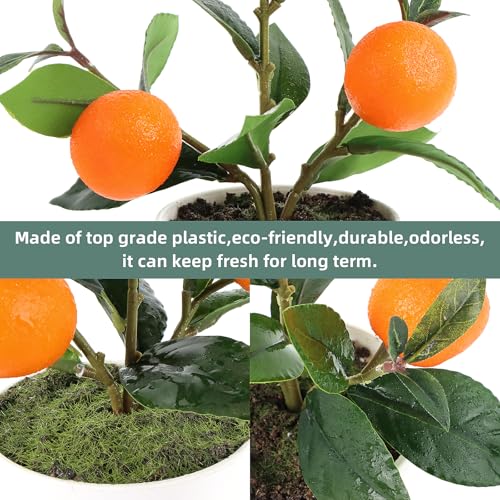 2 Pack Small Artificial Orange Tree Potted, 10.2" Fake Orange Plant | Realistic Mini Faux Orange Plant with Pot, Fade & Weather Resistant, Durable No Aging, Ideal Indoor Decor for All Home Styles - color: Orange-2pcs