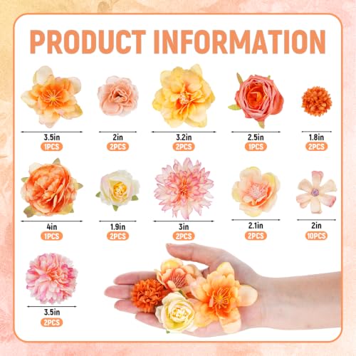 Faux Flower Small Artificial Flower Wedding Party DIY Accessories (27, Orange) - color: Orange