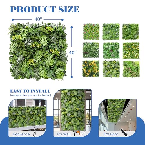 ECOOPTS 40"x40" Faux Ivy Privacy Fence Screen Artificial Boxwood Panels Topiary Hedge Plants for Indoor Outdoor Decoration, 8 Mixed Leave, 1 Pack - color: 40"x40" #8 Mixed Leave, size: 40"x40"