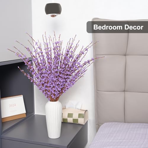 Wootkey 10 Pcs 30" Long Jasmine Artificial Flowers Fake Flowers Dry Branches Stem for Home Office DIY Floral Art Plant Wedding Table Centerpieces Party Vase Decoration (Macaron Purple) - color: Macaron Purple, size: 10pcs-29.5''