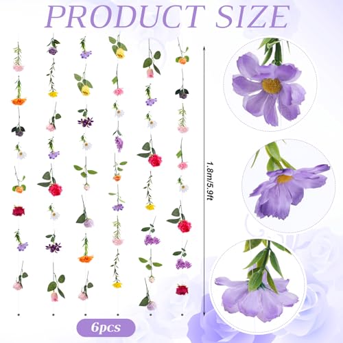 Suncalla 6 Pcs 35.46 ft Flower Garlands Backdrop Garden Party Decoration Artificial Wildflower Vines Fake Flower Vines Faux Silk for Wedding Bridal Wall Arch(Fresh,Multicolor) - color: Multi Color