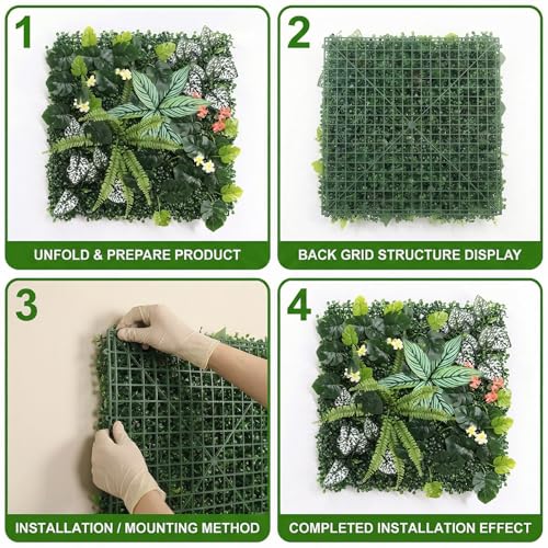 6 Pack 20"x20"Grass Wall Panels-Artificial Boxwood Panels for Greenery Wall Backdrop,UV-Protected Greenery Wall Backdrop Faux Greenery for Indoor Outdoor Decor,Garden Fence,Wedding,Privacy Screen - size: 20x20 6PCS-06