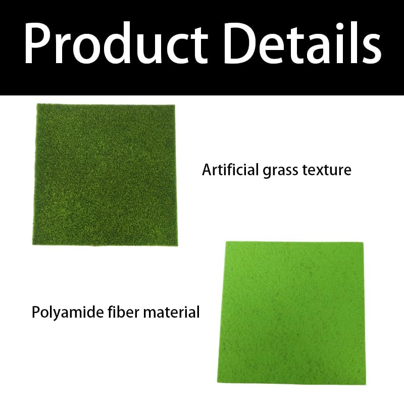 3Pcs Fake Grass Mat,Artificial Grass for DIY Crafts, Miniature Garden and Diorama Decoration(6x6 Inches)