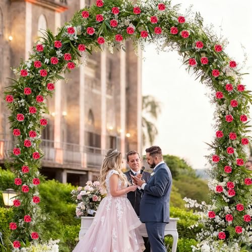 4Pcs Artificial Rose Vines Fake Flowers Garland with Green Leaves Faux Hanging Floral Plants for Home Bedroom Room Decor Aesthetic,Christmas Wedding Birthday Party Decoration (Magenta) - color: Magenta, size: 4Pcs-large rose