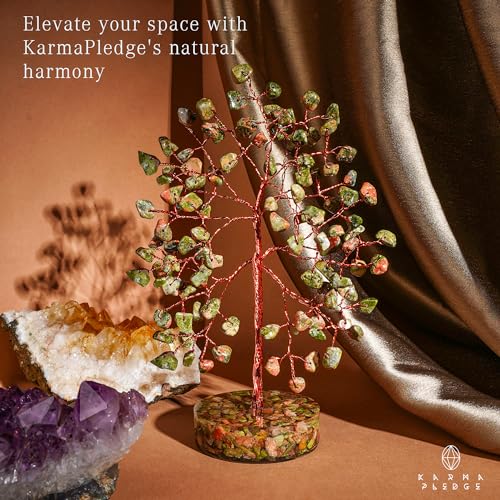 Unakite Crystal Tree of Life Birthday Gifts for Women, Men, Friends, Handmade Chakra Healing Crystals Tree for Home Office Decor, Positivity, Good Luck, Money, Unique Gifts for Her Mom, Sister, Dad - color: Orgone Base Unakite Crystal Tree