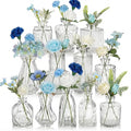 36 Pcs Artificial Flowers Table Centerpiece with Vases Colorful Wildflower Centerpieces Silk Flower Arrangement for Wedding Baby Shower Table Centerpieces Party(Blue Series,Clear) - style: Blue Series